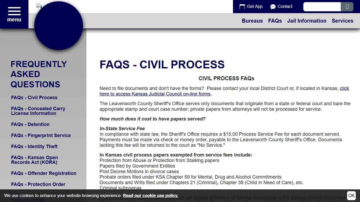 FAQs - Civil Process | Leavenworth County Sheriff's Office